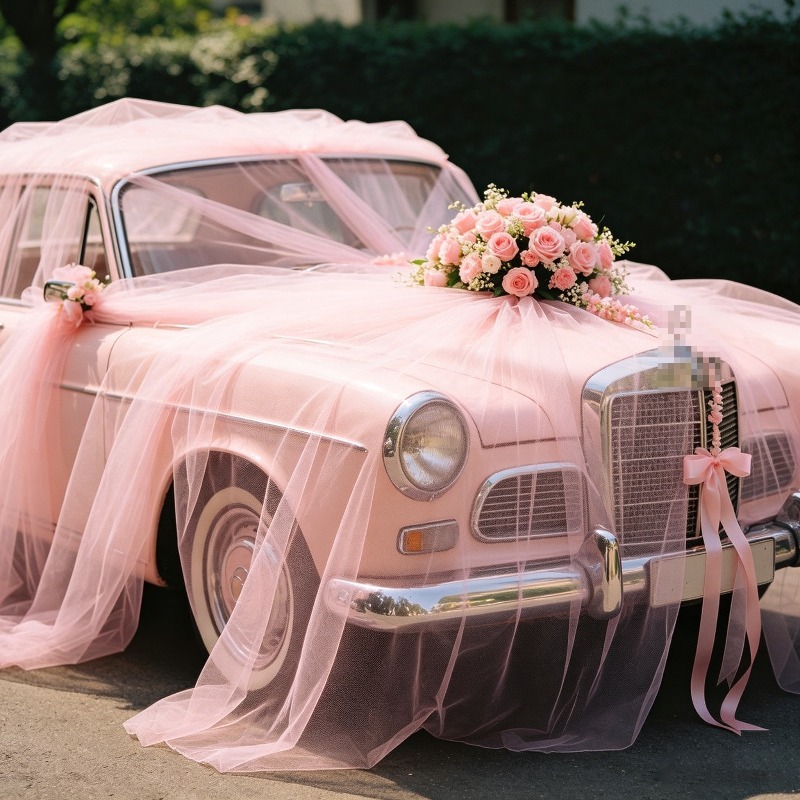 Wedding Balloon Arch - Açık Pembe Şeffaf Tül Tavan Perdesi,