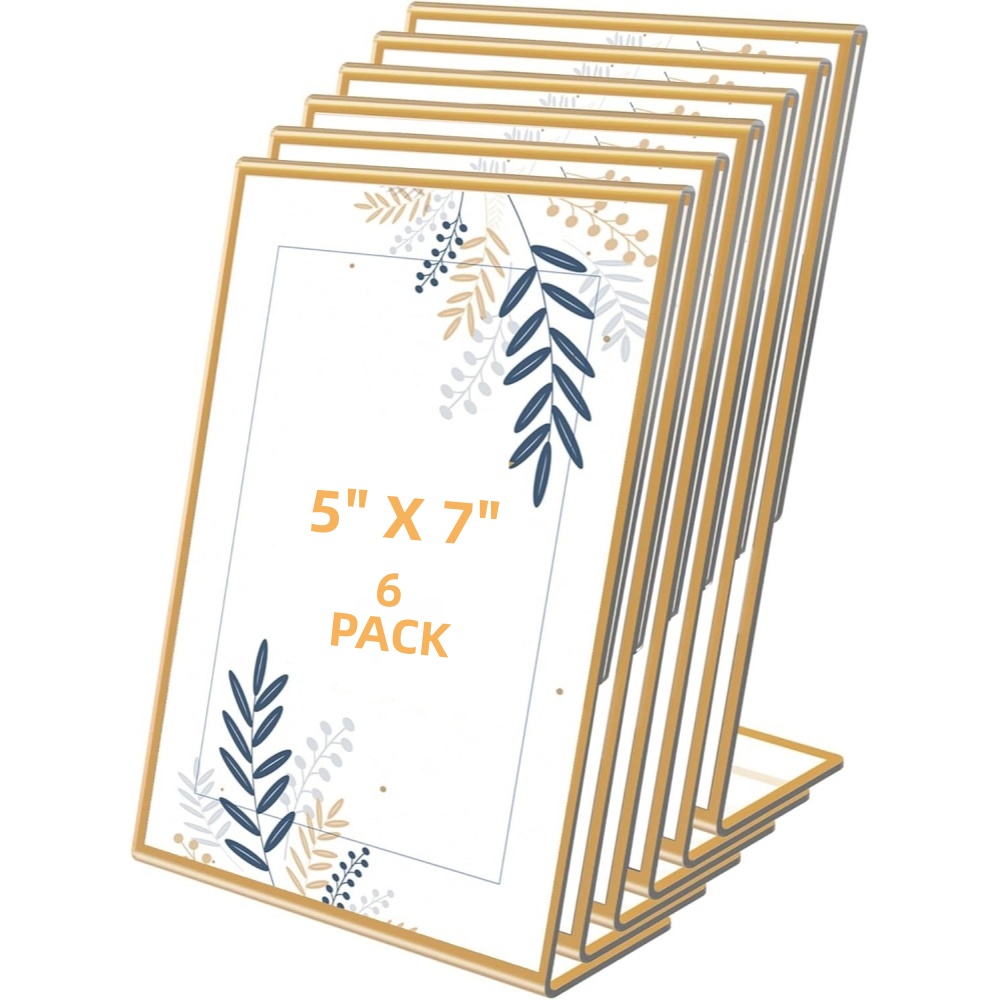 Table Number Gold - 6'lı Paket 5x7 Altın Resim Çerçeveleri