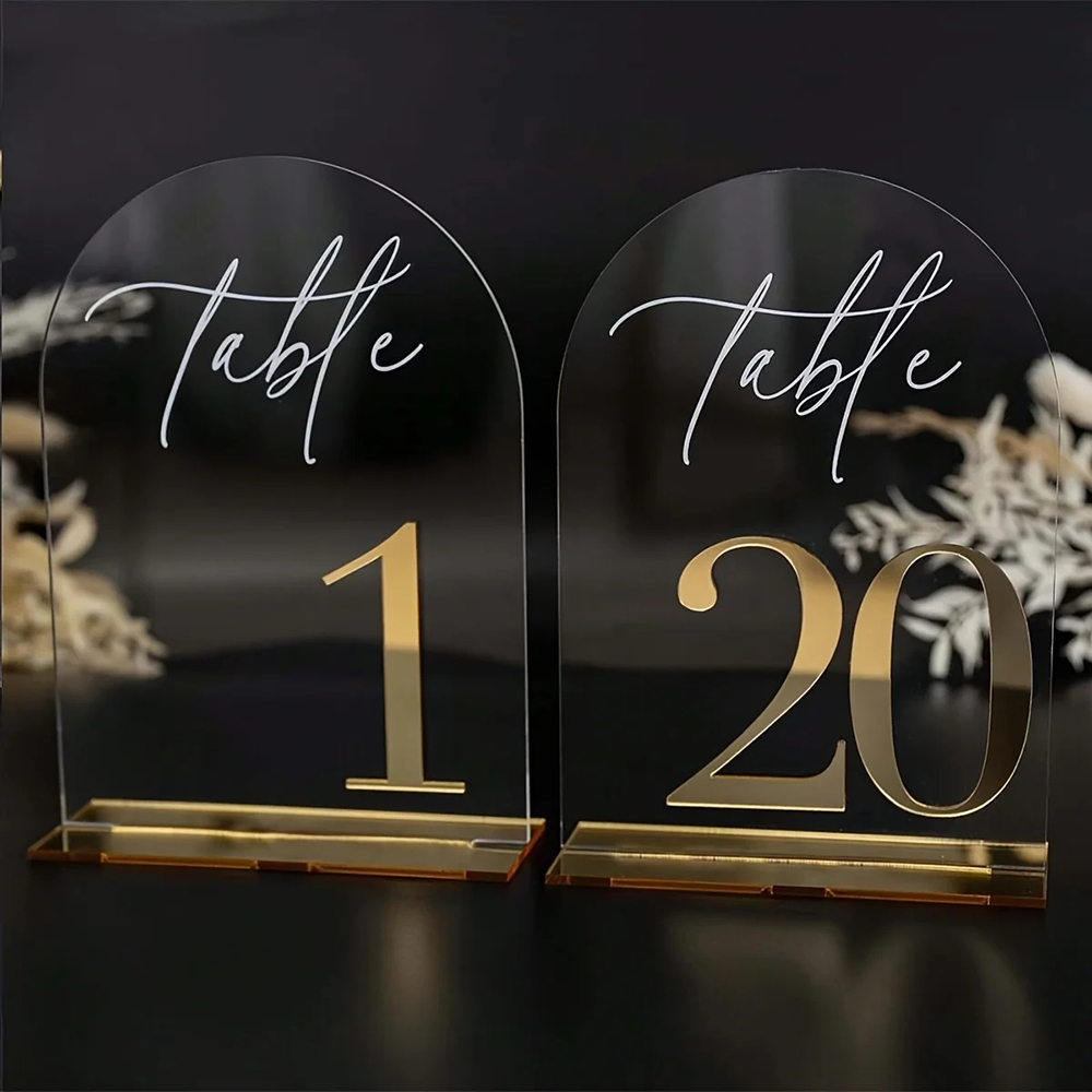 Table Number Gold - Özel 1 ve 10 adet şeffaf