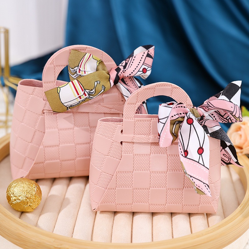 Wedding Supply List - 10 adet Deri Pembe Hediye Çantası