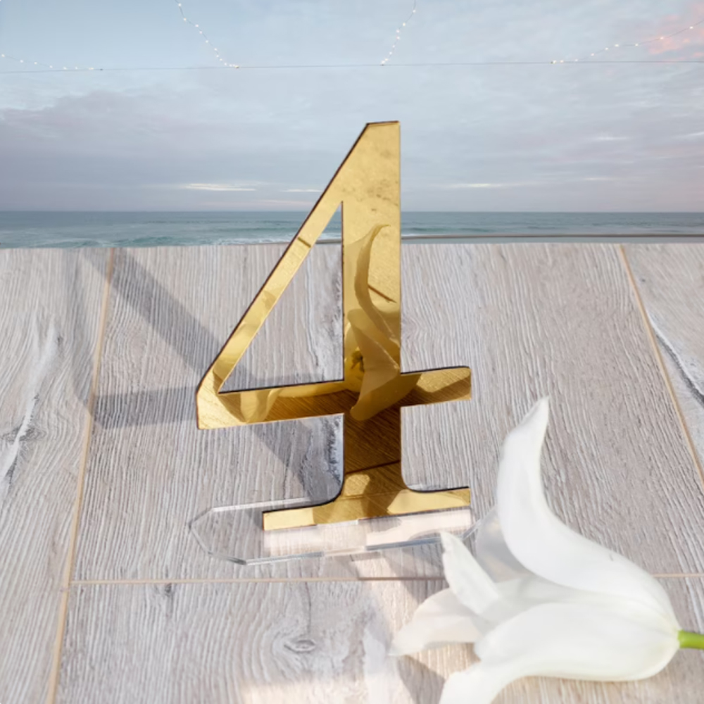 Table Number Gold - Düğün Ayna Altın Masa Numaraları DIY
