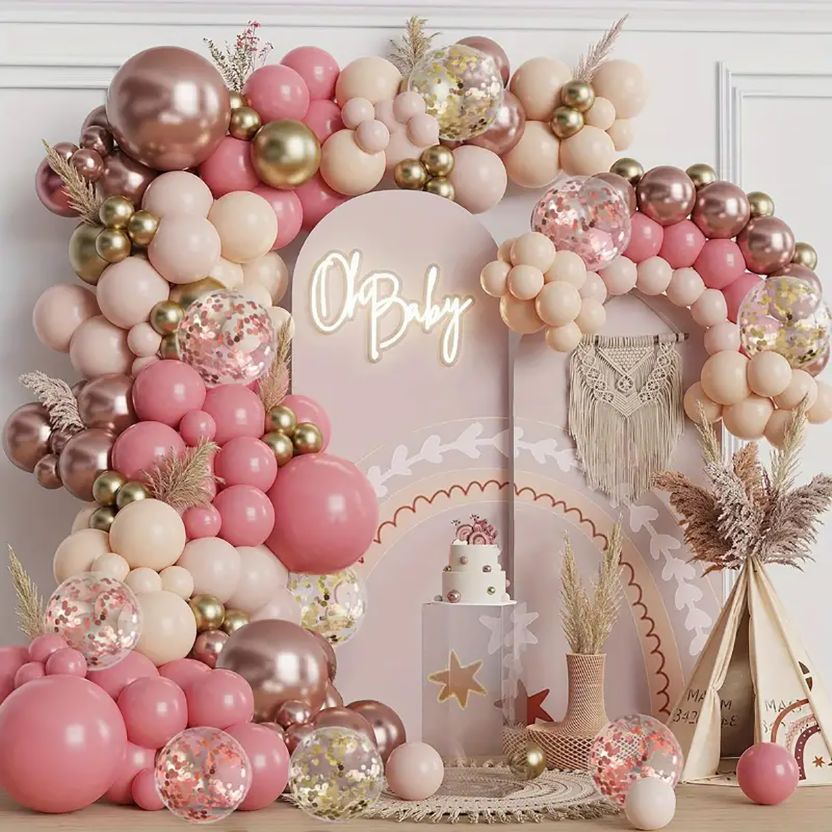 Wedding Day Supply Kit - 137 adet Vintage Pembe Gül Beyaz