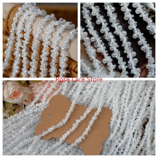 Bridal Sash Ribbon - 3 Metre İnci dantel süslemeli, inci