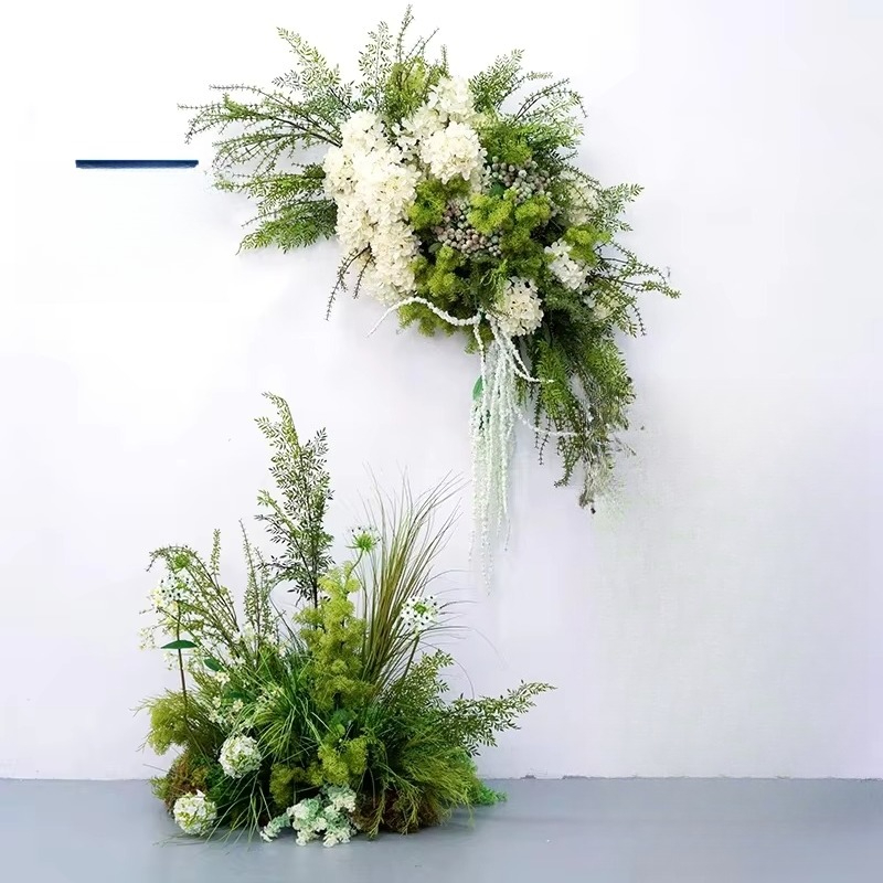 Aisle Runner White - Yeşil düğün dekorasyon yolu suni çim