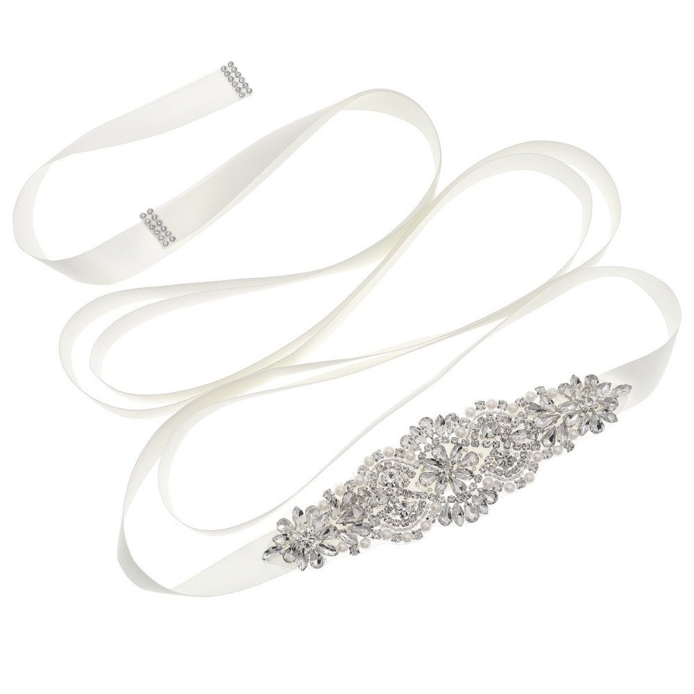 Bridal Sash Ribbon - Tatlı Kurdele Gelin Kemeri Uzun Gümüş