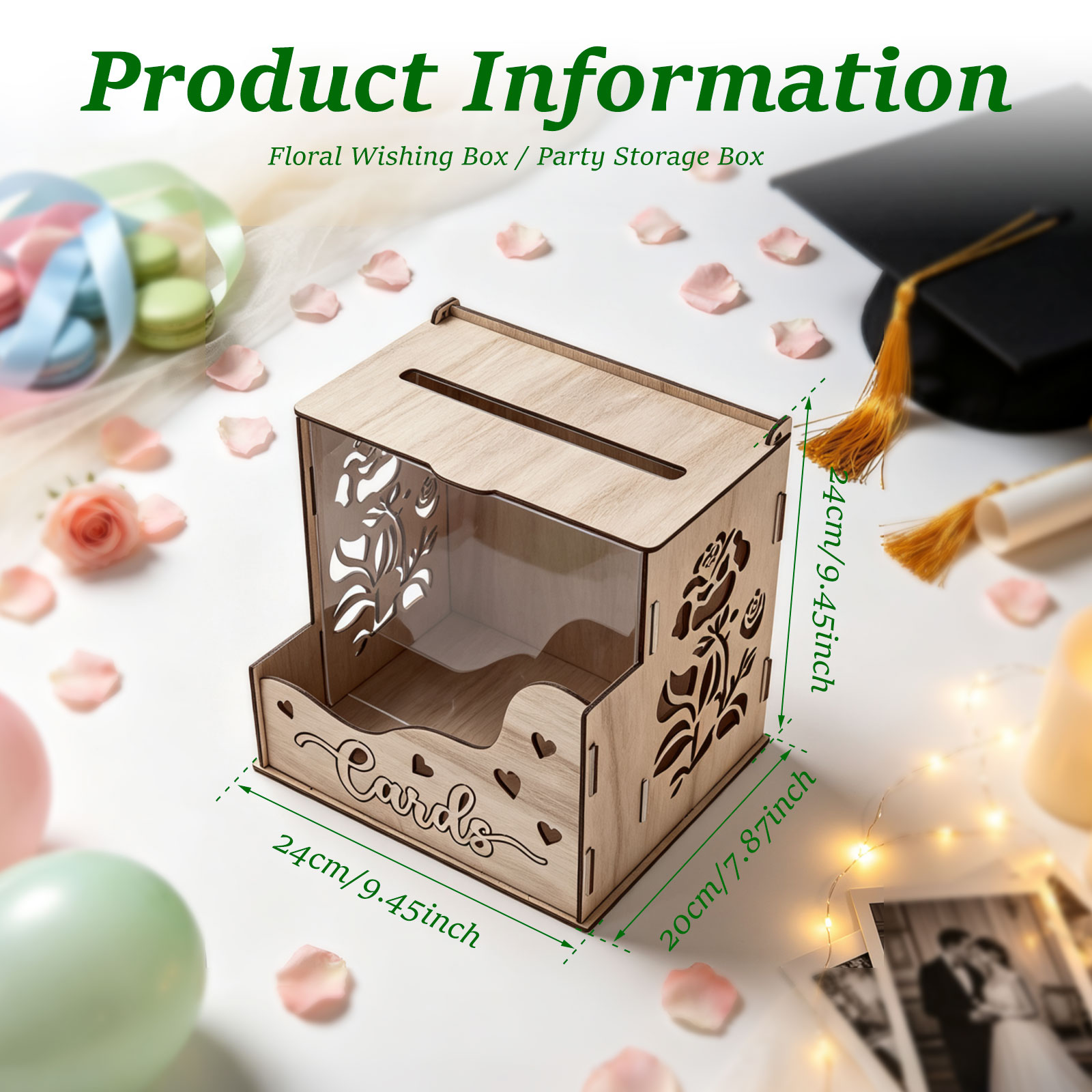 Ahşap Parti Kart Kutusu, Akril - Wedding Card Box incelemesi ve fiyatı