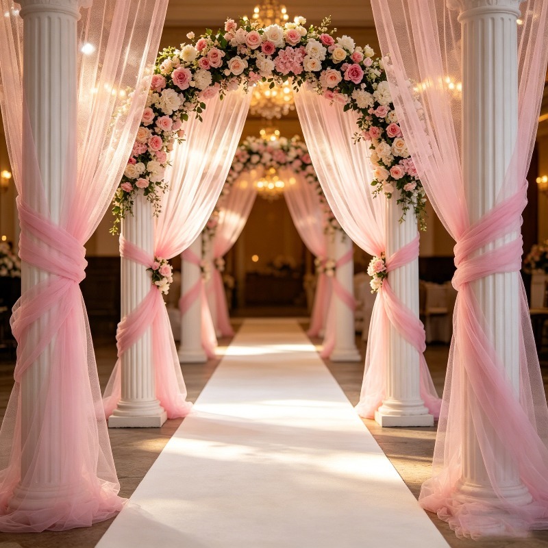 Açık Pembe Şeffaf Tül Tavan Pe - Wedding Balloon Arch incelemesi ve fiyatı