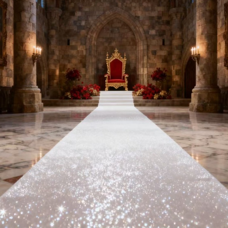 Zarif Beyaz Işıltılı Düğün Yol - Aisle Runner White incelemesi ve fiyatı