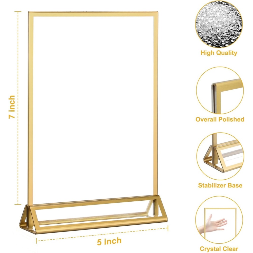 6'lı Paket 5x7 Şeffaf Akrilik  - Table Number Gold incelemesi ve fiyatı