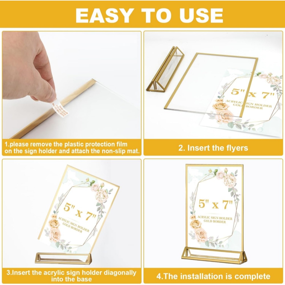 6'lı Paket 5x7 Şeffaf Akrilik  - Table Number Gold incelemesi ve fiyatı