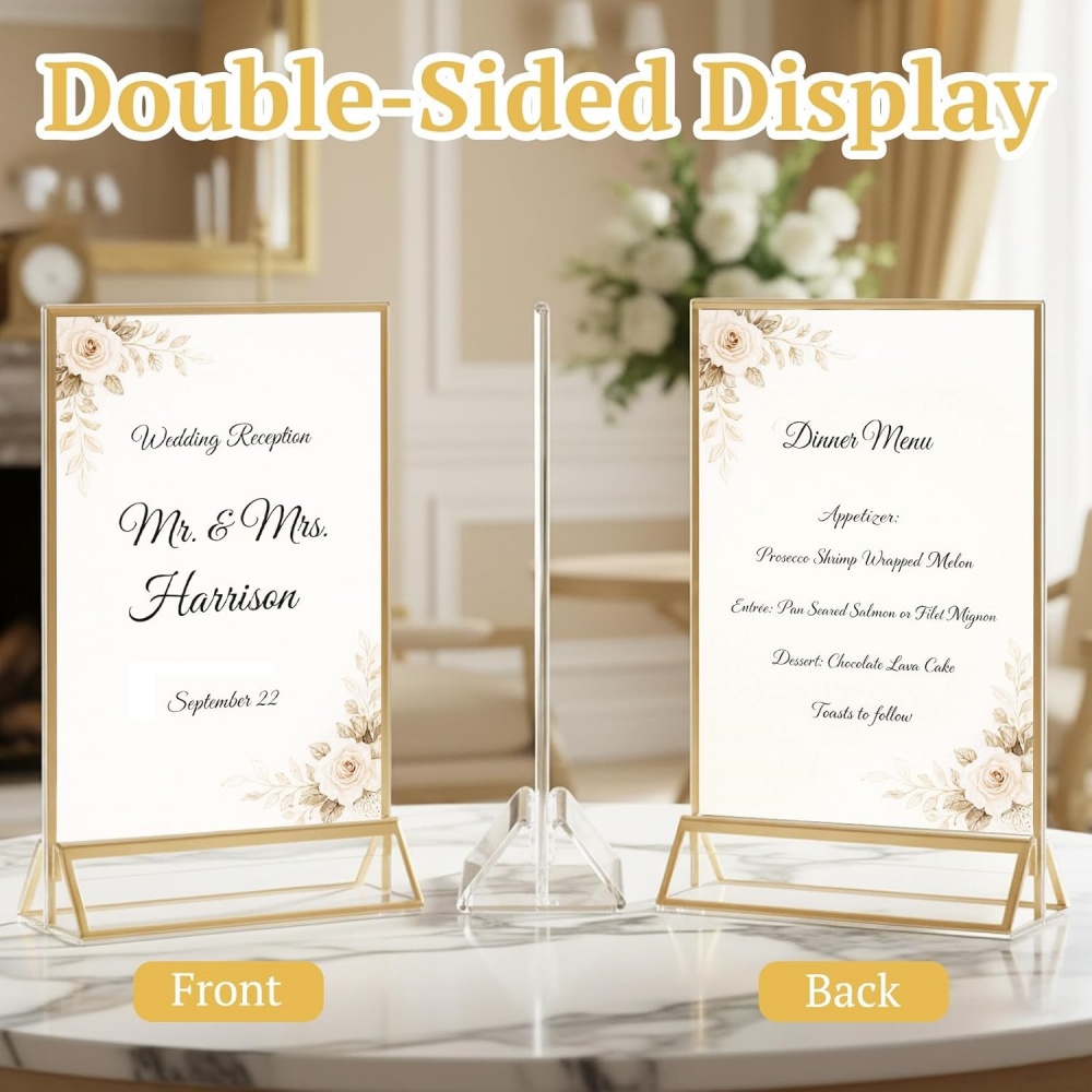 6'lı Paket 5x7 Şeffaf Akrilik  - Table Number Gold incelemesi ve fiyatı