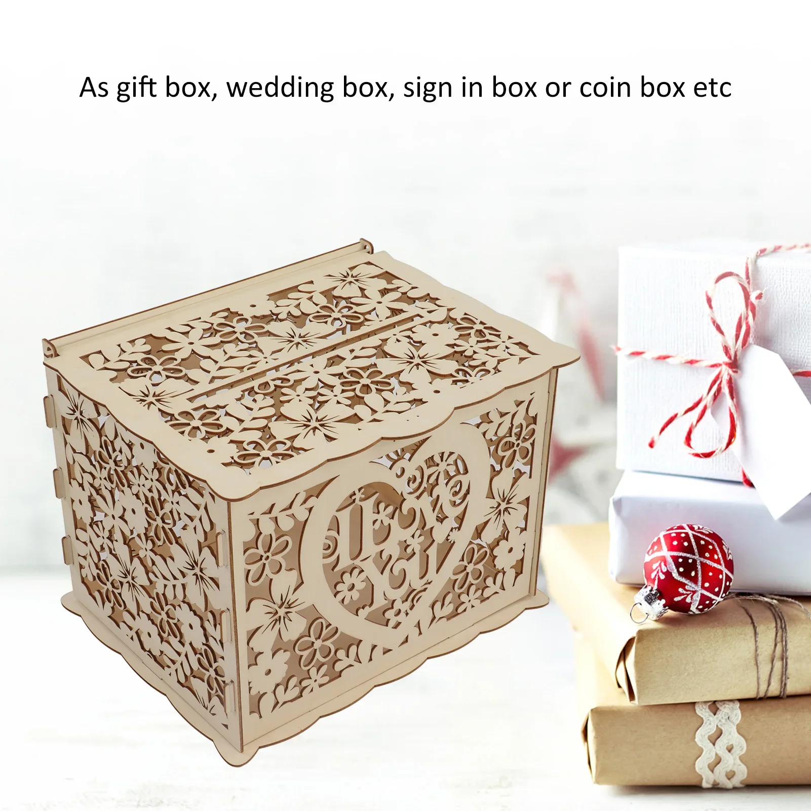 DIY Hollow ahşap kutu hediye k - Wedding Card Box incelemesi ve fiyatı