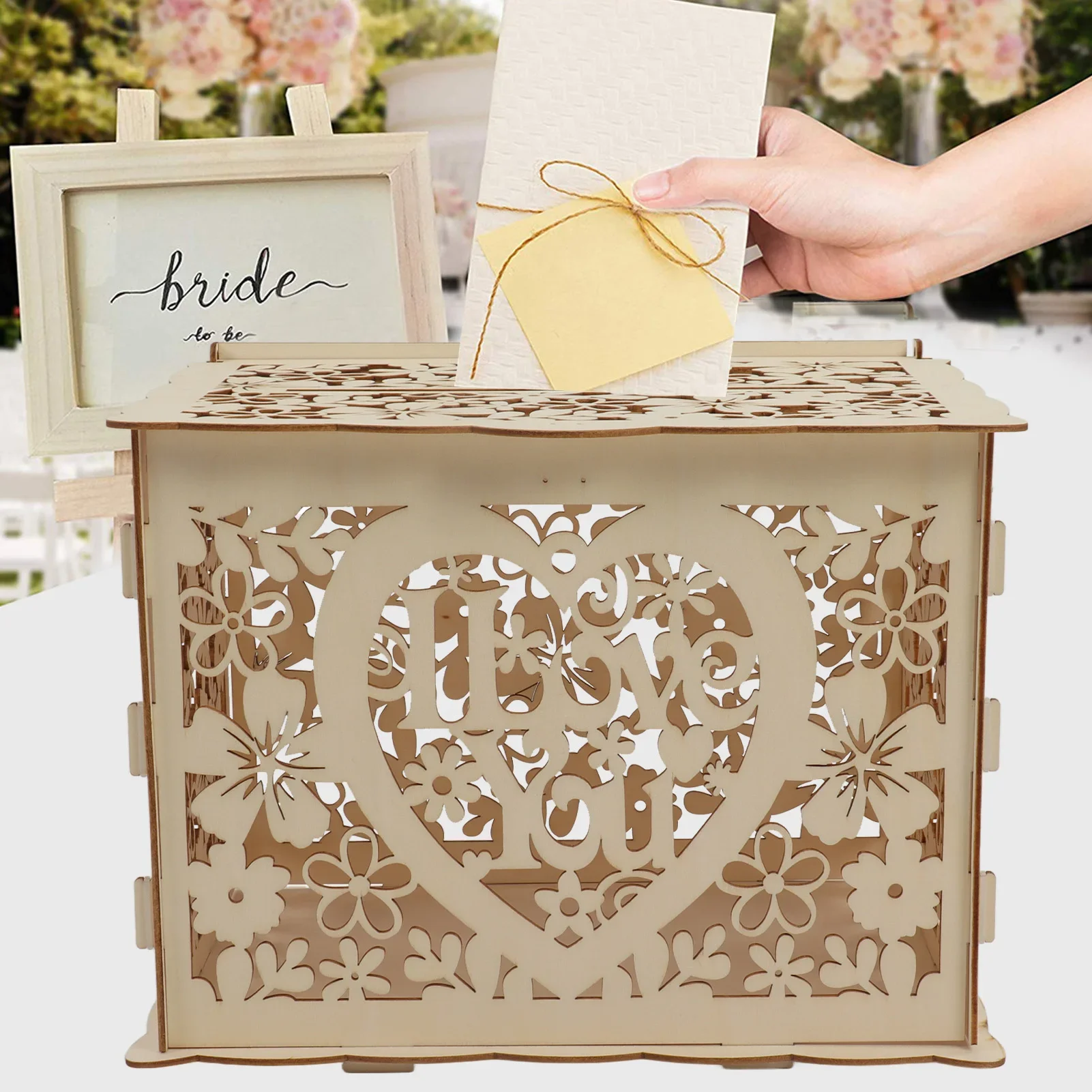 DIY Hollow ahşap kutu hediye k - Wedding Card Box incelemesi ve fiyatı